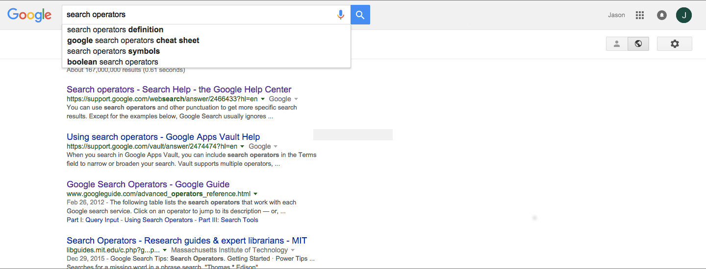 Google search operator bookmarklets